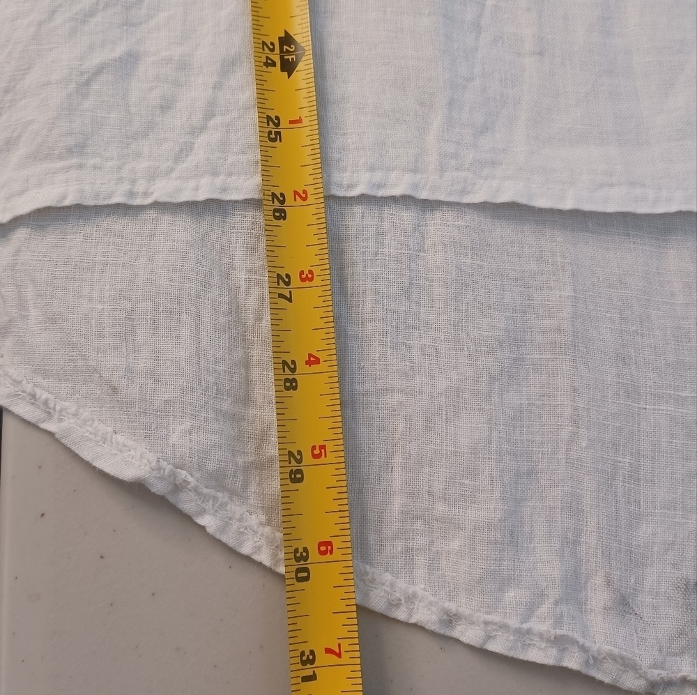 Terzo Millennio Italy White 100% Linen Coastal Lagenlook Sz M Tunic Top - Picture 12 of 13